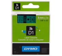 Dymo d1 - standard etichette - nero su verde - 9mm x 7m