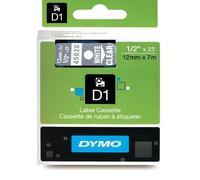 Dymo D1 45020, S0720600, 12mm x 7m testo bianco / nastro trasparente, nastro originale