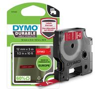 DYMO Authentic D1 Durable Labels Black Print on Red Tape 12 mm x 3 m Label