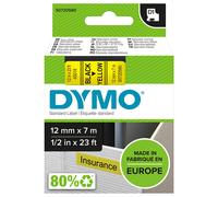 DYMO Authentic D1 Labels Black Print on Yellow Tape 12 mm x 7 m Self-Adhes
