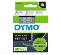 Dymo D1 Etichette Autoadesive per Stampanti LabelManager, Rotolo da 12 mm x 7 m, Stampa Bianco su Trasparente, 1 Pezzo S0720600