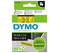 Dymo D1 Etichette Autoadesive per Stampanti LabelManager, Rotolo da 12 mm x 7 m, Stampa Nero su Giallo, 1 Pezzo