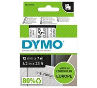 Dymo D1 Etichette Autoadesive per Stampanti LabelManager, Rotolo da 12 mm x 7 m, Stampa Nero su Trasparente, 1 Pezzo