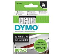 Dymo D1 Etichette Autoadesive per Stampanti LabelManager, Rotolo da 19 mm x 7 m, Stampa Nero su trasparente, 1 Pezzo S0720820