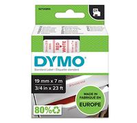 DYMO D1 Etichette Autoadesive per Stampanti LabelManager - Rotolo da 19 mm x 7 m - Stampa Rossa su Bianco - 1 Pezzo