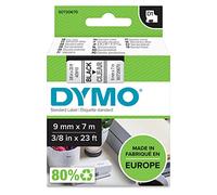 Dymo D1 Etichette Autoadesive per Stampanti LabelManager, Rotolo da 9 mm x 7 m, Stampa Nero su Trasparente, 1 Pezzo S0720670