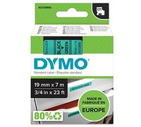 Dymo D1 Etichette Autoadesive per Stampanti LabelManager, Rotolo da 19 mm x 7 m, Stampa Nero su Verde, 1 Pezzo