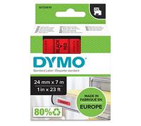 Dymo D1 Etichette Autoadesive per Stampanti LabelManager, Rotolo da 24 mm x 7 m, Stampa Nero su Rosso