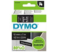 Dymo D1 Etichette Autoadesive per Stampanti LabelManager, Rotolo da 12 mm x 7 m, Stampa Bianco su Nero, 1 Pezzo
