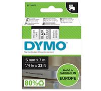 Dymo D1 Etichette Autoadesive per Stampanti LabelManager, Rotolo da 6 mm x 7 m, Stampa Nero su Trasparente, S0720770