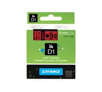 Dymo D1 45017, S0720570, 12mm x 7m, testo nera / sfondo rosso, nastro originale