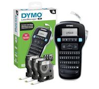 DYMO LabelManager 160 - Set di etichette portatile, facile da usare, con tasti Smart One-Touch, tastiera QWERTY, ampio display, per casa e ufficio, include 3 cassette per etichette D1