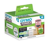 DYMO LW - Etichette industriali durevoli per etichettatrici LabelWriter, Colore Bianco, 25 x 89 mm, 2 Rotoli da 350 Pezzi