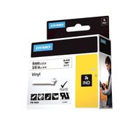 nastro in vinile per etichettatrice rhino - colore nero/bianco dymo 9 mm x 5,5 mt - 18443