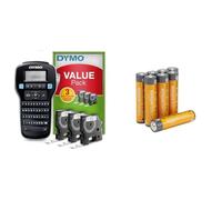 DYMO LabelManager 160 - Etichettatrice portatile con tastiera QWERTZ e semplice modifica del testo, con 3 rotoli, per etichette D1 in larghezza 6, 9 e 12 mm + Amazon basics confezione da 8 AAA