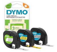 Dymo LetraTag etichette originali confezione valore con etichette in cartaplastica e metallico | 12 mm x 4 m | LT etichette autoadesive per etichettatrice LetraTag | 3 pezzi