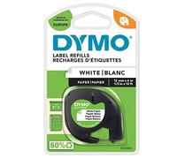 Dymo LetraTag etichette originali di carta autoadesiva | rotolo da 12 mm x 4 m | stampa nera su bianco | LT etichette autoadesive per etichettatrice LetraTag | 1 pezzo