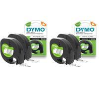 Dymo LetraTag etichette originali di carta autoadesiva - rotolo da 12 mm x 4 m - stampa nera su bianco - LT etichette autoadesive per etichettatrice LetraTag - 2 pezzi (Confezione da 2)