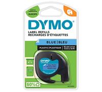 Dymo LetraTag etichette originali in plastica - rotolo da 12 mm x 4 m - stampa nera su blu - LT etichette autoadesive per etichettatrice LetraTag - 1 pezzo
