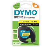 Dymo LetraTag etichette originali in plastica | rotolo da 12 mm x 4 m | stampa nera su giallo | LT etichette autoadesive per etichettatrice LetraTag | 1 pezzo