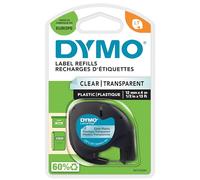 Dymo LetraTag etichette originali in plastica | rotolo da 12 mm x 4 m | stampa nera su trasparente | LT etichette autoadesive per etichettatrice LetraTag | 1 pezzo