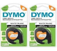 Dymo LetraTag etichette per stoffe e tessuti Stirabile, rotolo da 12 mm x 2 m, stampa nera su bianco, S0718850 (Confezione da 2)