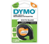 Dymo LetraTag "Iron-On" etichette per tessuti autoadesiva | rotolo da 12 mm x 2 m | stampa nera su bianco | LT etichette lavaggio per etichettatrice LetraTag | 1 pezzo