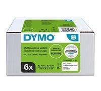 DYMO LW Etichette Autoadesive Multiuso, per Etichettatrici LabelWriter, 6 Rotoli da 1.000 Etichette Facilmente Staccabili, 32 x 57 mm