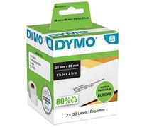 DYMO LW etichette per indirizzi | 28 mm x 89 mm | 2 rotoli da 130 etichette facili da staccare (260 pezzi) | autoadesive | per etichettatrici LabelWriter | originali