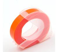 Dymo Omega, 9mm x 3m, testo bianco / fluorescente sfondo arancione, nastro compatibile