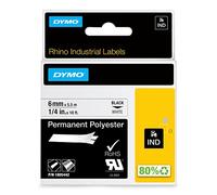 DYMO Poliestere Permanente IND Dymo 1805442 6mm Black on White Tape