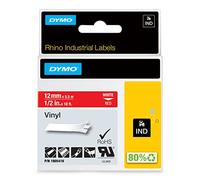 DYMO Rhino Etichette in vinile industriale | 12 mm x 5,5 m | Stampa bianca su rosso | Autoadesive | per LabelManager e Rhino Label Makers