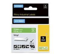 DYMO Rhino Etichette in vinile industriale | 12 mm x 5,5 m | Stampa bianca su verde | Autoadesive | per stampanti di etichette Rhino e LabelManager