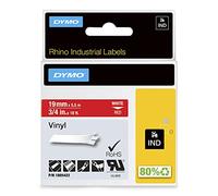DYMO Rhino Etichette in vinile industriale | 19 mm x 5,5 m | Stampa bianca su rosso | Autoadesive | per stampanti di etichette Rhino e LabelManager