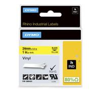 DYMO Rhino Etichette in vinile industriale § 24 mm x 5,5 m § Stampa nera su giallo § Autoadesive § per LabelManager e Rhino Label Makers (Dymo 1805431 24mm Black on Yellow)