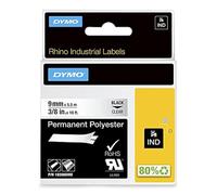 DYMO Rhino etichette industriali in poliestere permanente 9 mm x 5,5 mnero su trasparente