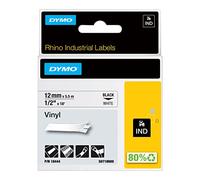 Dymo Rhino etichette industriali in vinile autoadesive | rotolo da 12 mm x 5,5 m | stampa nera su bianco