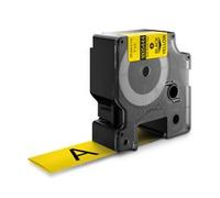 Dymo Rhino guaina termorestring. 24 mm x 1,5 m nero su giallo per 1805444