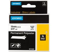DYMO S0718220 Rhino Nastro In Poliestere 19Mm X 5.5M Nero Su Bianco