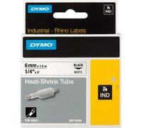 DYMO S0718260 / 18051 Tubo Termorestringente 6mm x 1.5m Nero Su Bianco