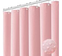 Dynamene Tenda da doccia extra lunga, 213 cm di lunghezza, tessuto resistente, tenda da doccia per bagno, spessa tenda da bagno neutra con 12 ganci in plastica, 182 x 213 cm, rosa