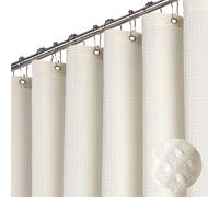 Dynamene - Tenda da doccia extra lunga in tessuto, a nido d'ape, 84 pollici di lunghezza, tenda da bagno resistente in tessuto per bagno, set di tende da bagno di lusso alberghiero da 256 g/mq con 12
