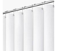 Dynamene Tenda da doccia in tessuto bianco, resistente tessuto a nido d'ape, tende da doccia per bagno, 183 cm, 256 g/m², set di tende da bagno con 12 ganci in plastica, 183 x 183 cm