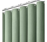 Dynamene Tenda da doccia verde salvia - tende da doccia in tessuto spesso e resistente tessuto a nido d'ape per bagno, 256 g/m², set di tende da bagno in poliestere ponderato di lusso con 12 ganci in