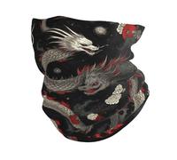 Dynamic Asian Dragon Illustration with Red And Grey Uomo Donna Sciarpa al Collo Sportiva Decorazione Facciale Traspirante Sciarpa A Tubo per Ciclismo attività Arrampicata