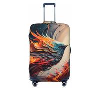Dynamic Fire Bird Art - Copribagagli da viaggio, elastico, per valigie, 45-81 cm, Nero , x-large