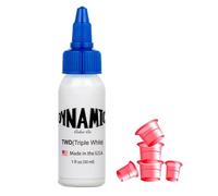 Dynamic Ink - Inchiostro per tatuaggi Triple White 30ml + 5 tappi di inchiostro inclusi - Inchiostro per tatuaggi professionale, bianco originale, prodotto negli Stati Uniti (Triple White 30ml)