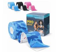 Dynamic KinesioTape Professionale 5cm x 5m Idrorepellente Tape Kinesiologico Cotone Traspirante Latex Free Colla Ipoallergenica Elasticità 140%-160% Cerotto Ginocchio Articolazioni 1 Roll Camo Marino