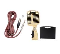 Dynamic Microphone, Handheld Mic for Vocals with Cardioid Pick up Pattern,Retro Cardioid Pickup Angle Adjustable Mic for Stage Performance KTV (Gold)