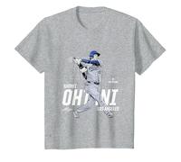 Dynamic Pose Shohei Ohtani Los Angeles Baseball MLBPA Maglietta, Bambini, Grigio Melange, 4 Anni
